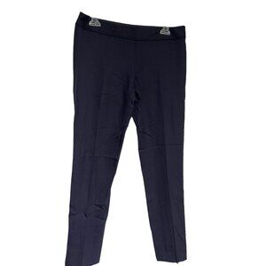 Theory Womens Slim Fit Wool-Blend Navy Dress Pants With Back Pockets